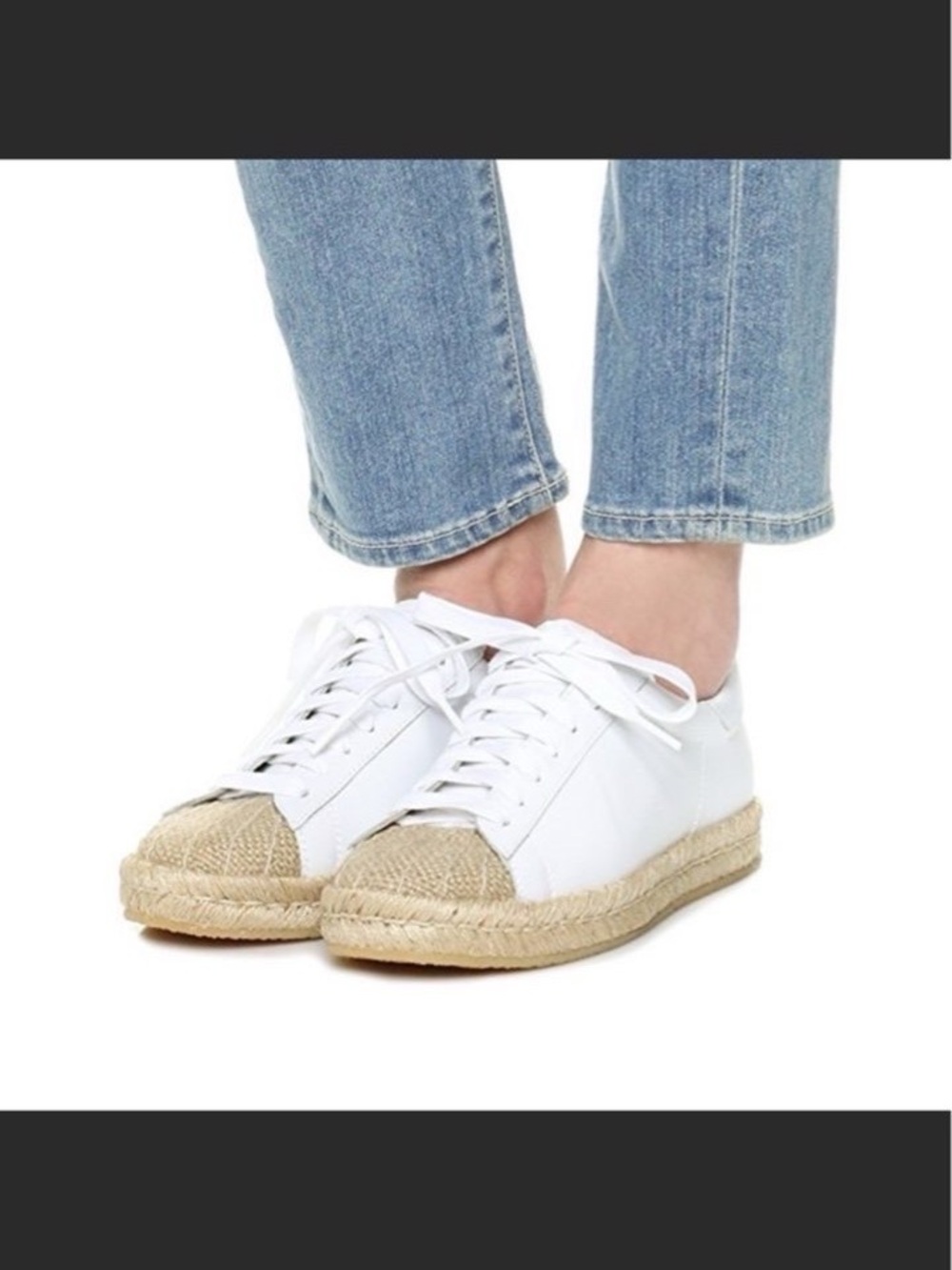 Alexander Wang White Leather Espadrille Sneakers with Natural Jute Toe
